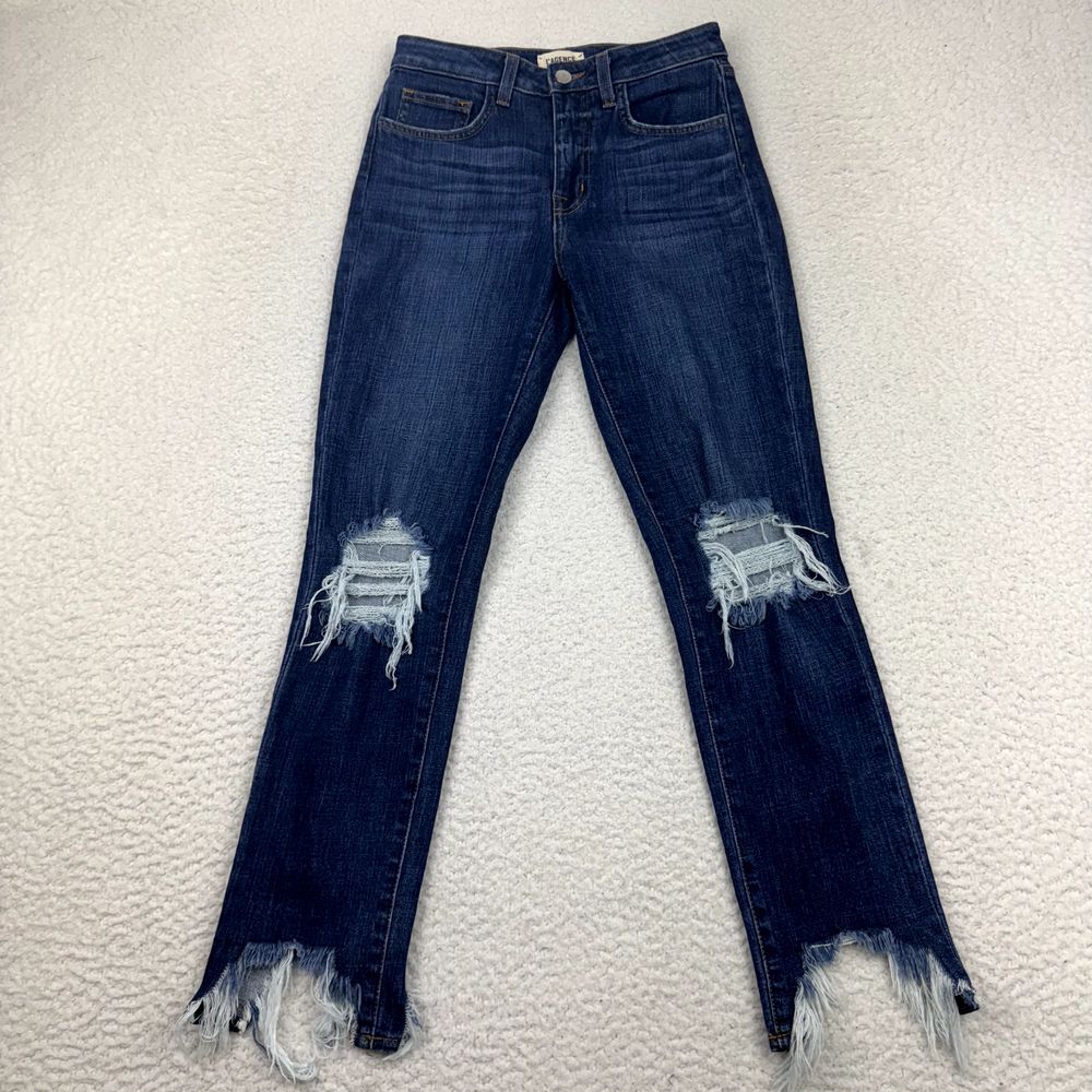 L'AGENCE Jeans Women's 25 High Line Skinny Blue Distressed Stretch Destroyed‎
